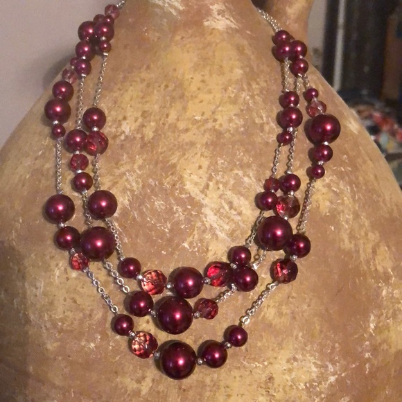 Triple beaded silver necklace - Picture 1 of 3